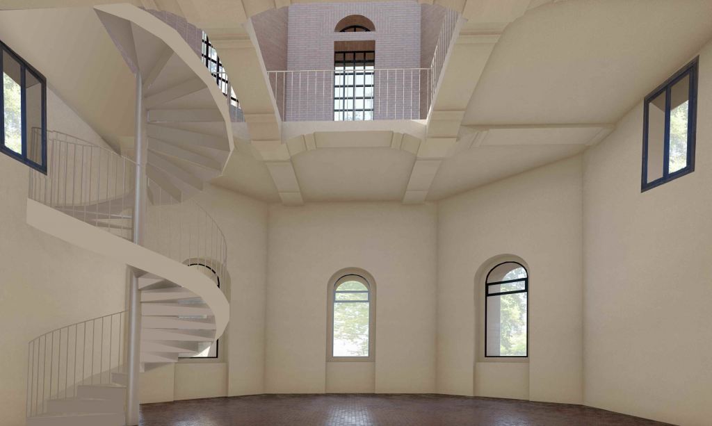 Restauro e recupero funzionale dell'Ex Officina Idraulica render scala